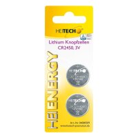 Heitech Lithium Knopfzellen, 2-er Pack, CR2450, 3 V