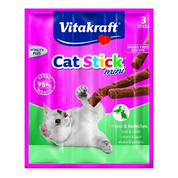 Vitakraft Katzensnack Cat-Stick mini Ente & Kaninchen - 3 x 6g