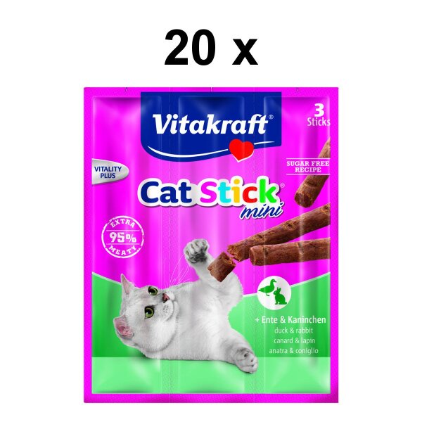 Vitakraft Katzensnack Cat-Stick mini Ente & Kaninchen - 60 x 6g