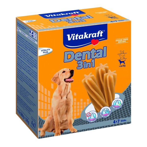 Vitakraft Dental 3in1 Multipack - Zahnpflege-Snack für Hunde ab 10 kg