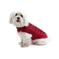 Fashion Dog Hunde-Strickpullover mit Zopfmuster - Bordeaux
