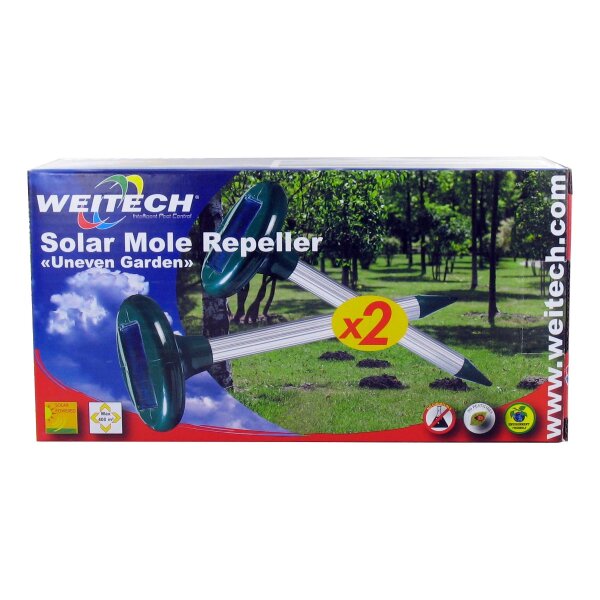 Weitech Mini Solar Maulwurf & Wühlmaus Vertreiber 2er Set Schermäuse Vergrämer 