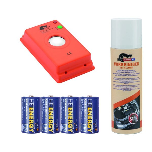 MARDERfix - Akustik Batterie - inklusive Vorreiniger und Batterien