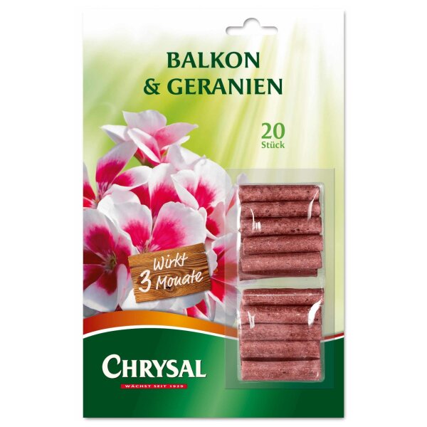 Chrysal Balkon & Geranien Düngestäbchen - 20 Stück