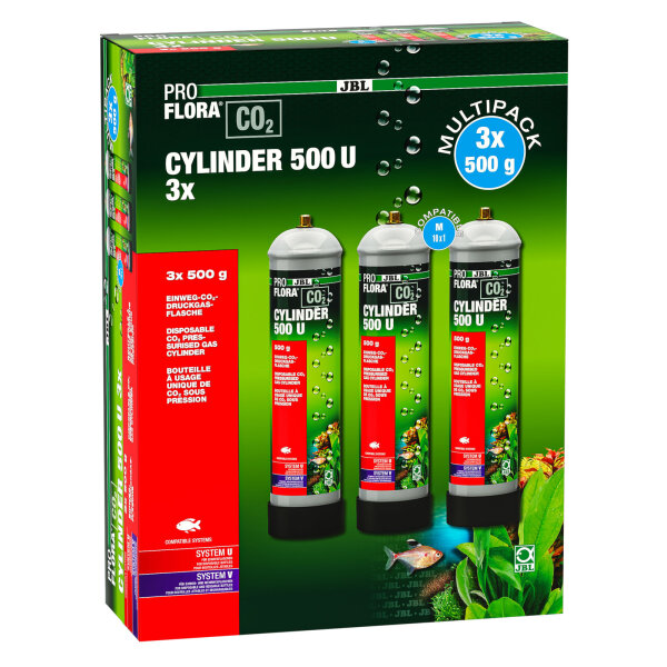 JBL ProFlora CO2 Cylinder 500 U 3x - CO2-Einweg-Vorratsflasche (3er-Pack)