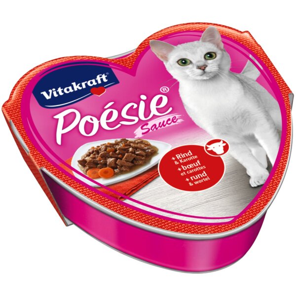 Vitakraft Katzenfutter Poesie Sauce, Rind und Karotte - 15 Schalen